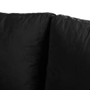 Canapé d'angle LAONA Velours - Velours Pauno: Noir - Méridienne courte à droite (vue de face) - Sans repose-pieds