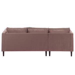 Ecksofa LAONA Samt - Samt Pauno: Mauve - Longchair davorstehend links - Mit Hocker