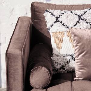 Ecksofa LAONA Samt - Samt Pauno: Mauve - Longchair davorstehend links - Mit Hocker