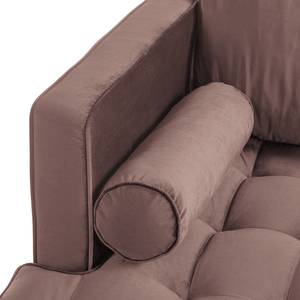 Ecksofa LAONA Samt Pauno: Mauve - Longchair davorstehend links - Mit Hocker