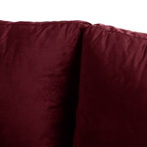 Hoekbank LAONA fluweel - Velours Pauno: Bordeaux - Longchair vooraanzicht links - Met hocker