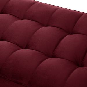 Hoekbank LAONA fluweel - Velours Pauno: Bordeaux - Longchair vooraanzicht links - Met hocker