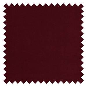 Hoekbank LAONA fluweel - Velours Pauno: Bordeaux - Longchair vooraanzicht links - Met hocker