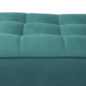 Ecksofa LAONA Samt Pauno: Petrol - Longchair davorstehend links - Mit Hocker