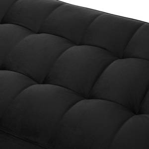 Ecksofa LAONA Samt Pauno: Schwarz - Longchair davorstehend links - Mit Hocker