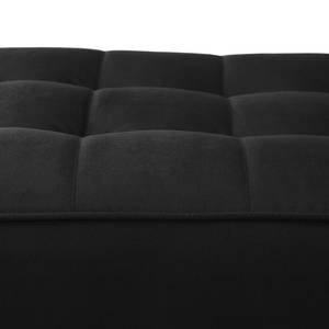 Ecksofa LAONA Samt Pauno: Schwarz - Longchair davorstehend links - Mit Hocker