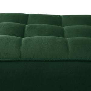 Canapé d'angle LAONA Velours - Velours Pauno: Vert foncé - Méridienne courte à droite (vue de face) - Avec repose-pieds