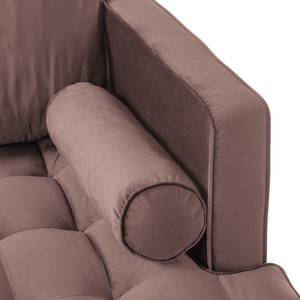 Divano angolare LAONA Velluto Pauno: mauve - Longchair preimpostata a destra - Con Sgabello