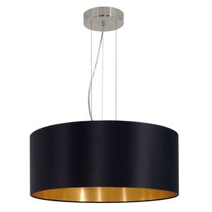 Hanglamp Maserlo II geweven stof/staal - 3 lichtbronnen - Zwart/goudkleurig