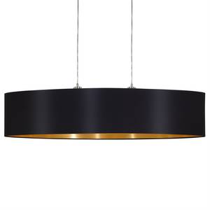 Hanglamp Maserlo III geweven stof/staal - 2 lichtbronnen - Zwart/goudkleurig - Breedte: 100 cm