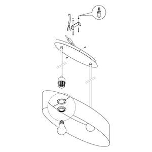 Hanglamp Maserlo III geweven stof/staal - 2 lichtbronnen - Zwart/goudkleurig - Breedte: 100 cm