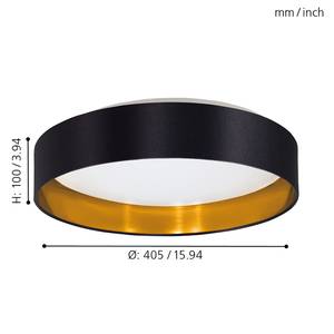 LED-Deckenleuchte Maserlo IV Webstoff / Kunststoff - 1-flammig - Schwarz / Gold