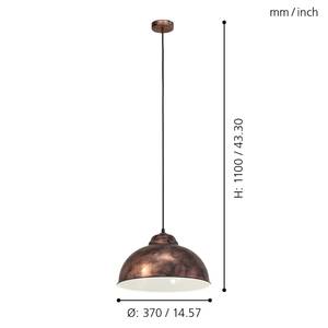 Hanglamp Truro staal - 1 lichtbron - Koper