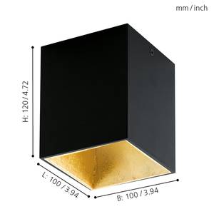 LED-Deckenleuchte Polasso I Aluminium / Kunststoff - 1-flammig - Schwarz / Gold