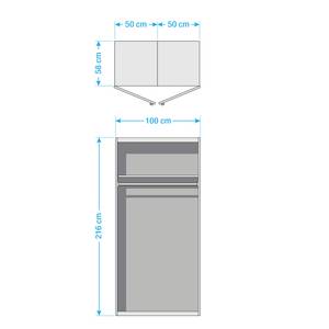 Armoire à portes battantes Brooklyn VII Gris graphite / Miroir - 100 x 216 cm