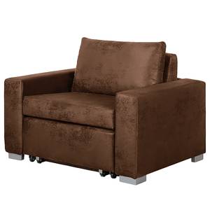 Slaapfauteuil Latina IV antiek leren look - Bruin