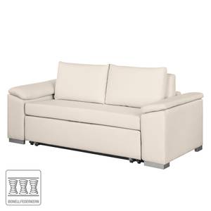Canapé-lit Latina avec accoudoir incliné Aspect cuir vieilli - Tissu Doran : Crème - Largeur : 170 cm