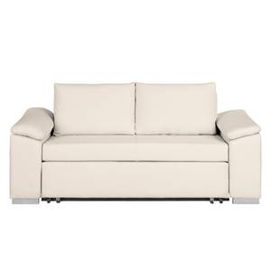 Canapé-lit Latina avec accoudoir incliné Aspect cuir vieilli - Tissu Doran : Crème - Largeur : 170 cm