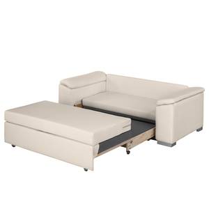 Canapé-lit LATINA avec accoudoir incliné Aspect cuir vieilli - Tissu Doran : Crème - Largeur : 190 cm