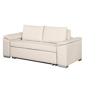 Canapé-lit LATINA avec accoudoir incliné Aspect cuir vieilli - Tissu Doran : Crème - Largeur : 210 cm