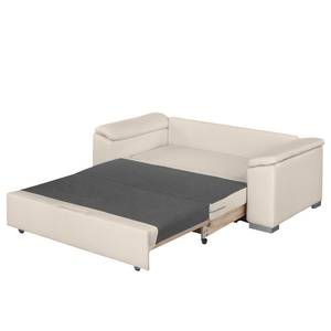 Canapé-lit LATINA avec accoudoir incliné Aspect cuir vieilli - Tissu Doran : Crème - Largeur : 210 cm