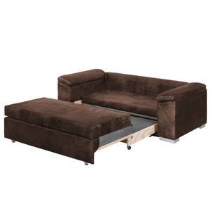Canapé-lit LATINA avec accoudoir incliné Aspect cuir vieilli - Microfibre Afua: Marron chocolat - Largeur : 190 cm