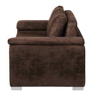 Canapé-lit LATINA avec accoudoir incliné Aspect cuir vieilli - Microfibre Afua: Marron chocolat - Largeur : 190 cm