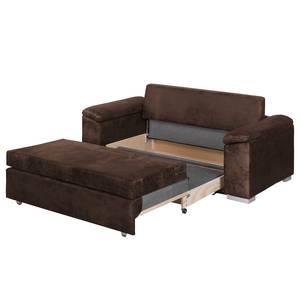 Slaapbank LATINA met Schuine Armleuning Microvezel Afua: Chocoladebruin - Breedte: 210 cm