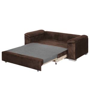 Canapé-lit LATINA avec accoudoir incliné Aspect cuir vieilli - Microfibre Afua: Marron chocolat - Largeur : 210 cm