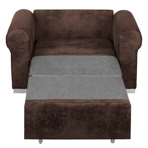 Slaapfauteuil LATINA Basic Country antieke leerlook - Microvezel Afua: Chocoladebruin