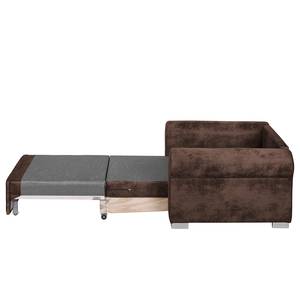 Slaapfauteuil LATINA Basic Country antieke leerlook - Microvezel Afua: Chocoladebruin