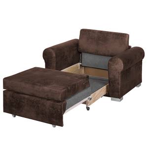 Slaapfauteuil LATINA Basic Country antieke leerlook - Microvezel Afua: Chocoladebruin - Breedte: 125 cm