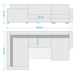 Zithoek Berrings (met slaapfunctie) kunstleer/structuurstof - zwart/grijs - Longchair vooraanzicht links