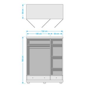 Kledingkast Friedrich III 3 deuren - massief sparrenhout, wit gelakt