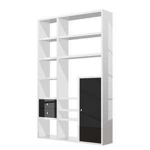 Etagères Empire Blanc brillant / noir - Porte / 2 tiroirs