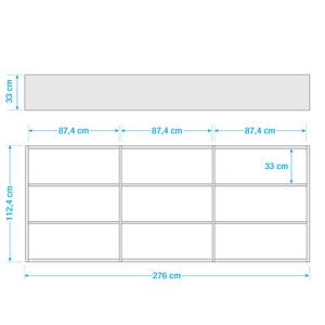 Bücherregal Empire Weiß - 185 cm - Eiche Schwarzbraun Dekor - 276 x 112 cm