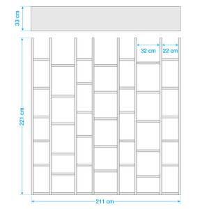 Bibliothèque Emporior II Blanc - Blanc crème - Largeur : 211 cm