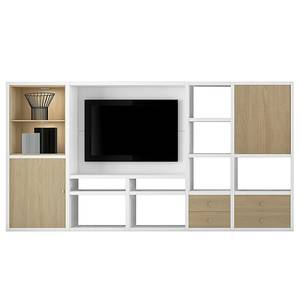 Tv-wand Emporior I inclusief verlichting - Eikenhouten look/wit