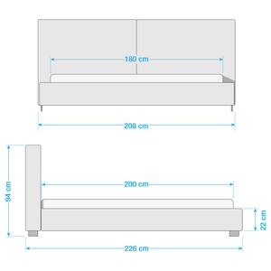 Gestoffeerd bed Vesta II ribfluweel - Mintkleurig - 180 x 200cm