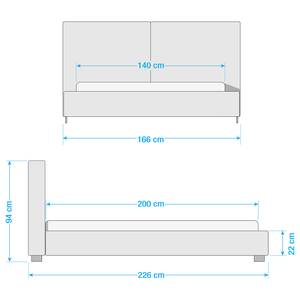 Gestoffeerd bed Vesta II ribfluweel - Zilver - 140 x 200cm