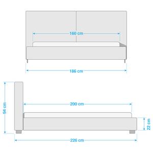 Gestoffeerd bed Vesta II ribfluweel - Donkergrijs - 160 x 200cm