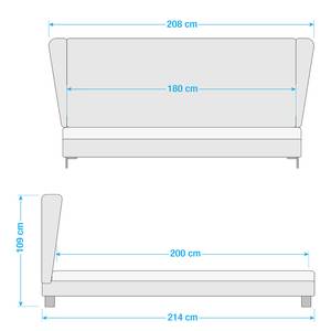 Letto imbottito Neo Color antracite - 180 x 200cm