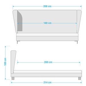 Polsterbett Neo Samt Steingrau - 180 x 200cm