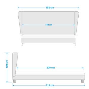 Gestoffeerd bed Neo fluweel Steengrijs - 140 x 200cm