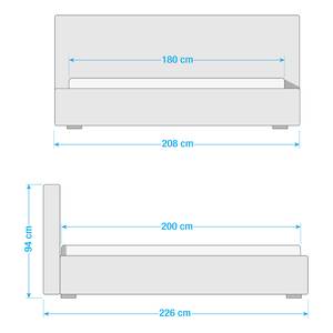 Gestoffeerd bed Shabby echt leer - Mokkakleurig - 180 x 200cm