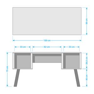 Schreibtisch TAMATI mit Schrankfach Pinie massiv / Edelstahl - Pinie / Schwarz