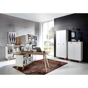 Hoekbureau Neston deels massief eikenhout - Mat wit/Sanremo eikenhouten look