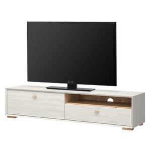 Tv-meubel Calvi II Witte pijnboomhouten look/Navarra eikenhoutkleurig - Hoekig