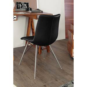 Chaises rembourrées Telford (lot de 2) Imitation cuir / Acier inoxydable - Noir