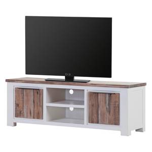 Mobile TV Doral Parzialmente in legno massello di acacia Marrone/Bianco
